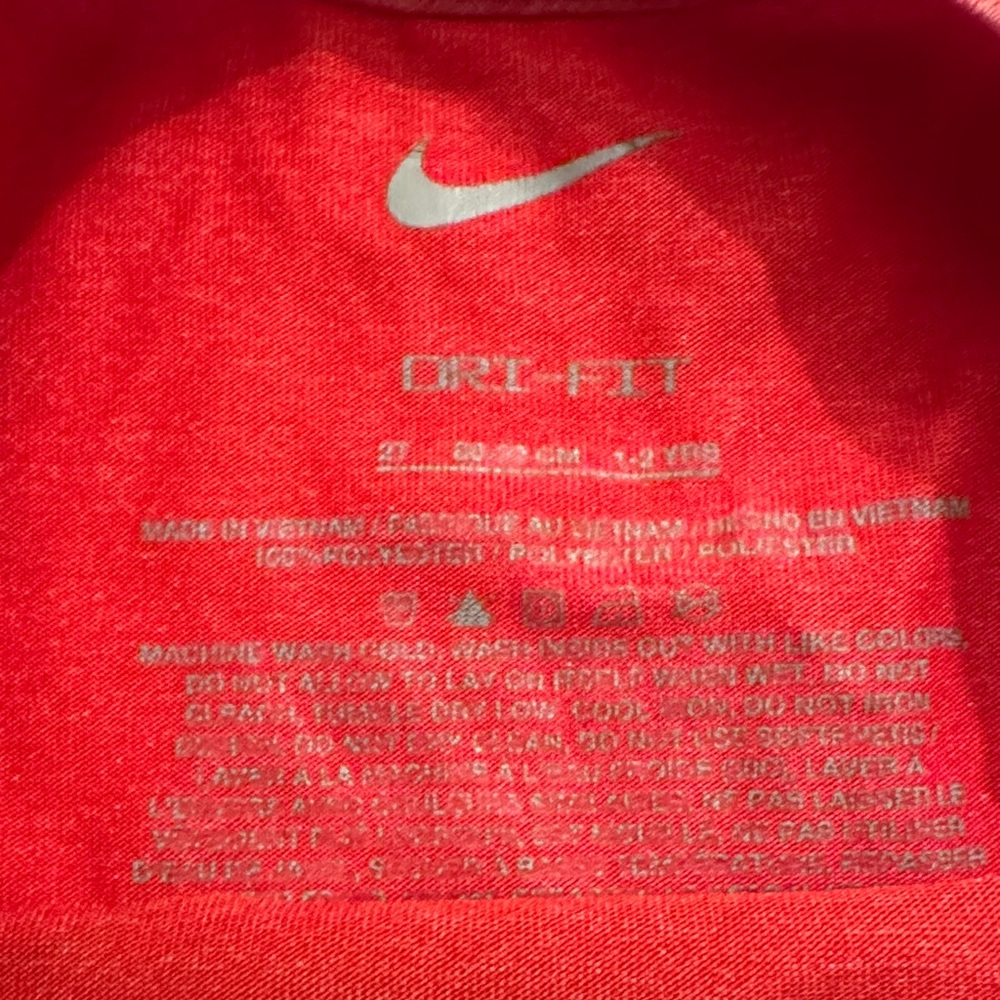 Nike Kids DRI-FIT Dropset Coral T-Shirt with Blue Accents - Picture 3 of 4